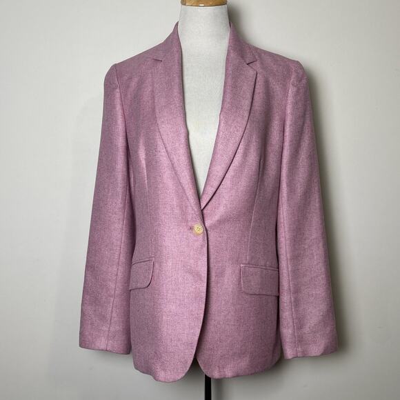 Lands End Womens Wool Silk Linen Blazer Size 10 Purple Classic Preppy Tailored - Picture 1 of 8